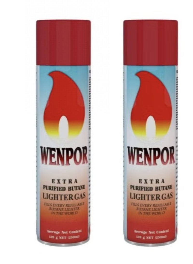 Wenpor Purified Butane Lighter Gas 250ml (2Pc)