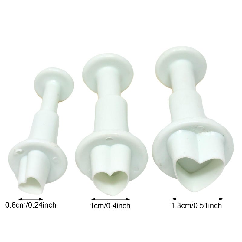 yueton 1SET Heart Shaped Spring Embossing Mold Heart Plunger Tool Set Cutting Plastic Biscuit Molds Sugar Flipping Cake Mold for Baking Decoration DIY Pastry Mold - Image 2