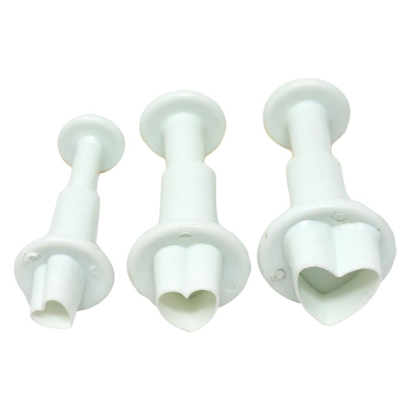 yueton 1SET Heart Shaped Spring Embossing Mold Heart Plunger Tool Set Cutting Plastic Biscuit Molds Sugar Flipping Cake Mold for Baking Decoration DIY Pastry Mold - Image 1