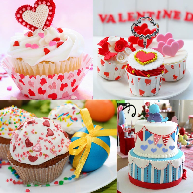 yueton 1SET Heart Shaped Spring Embossing Mold Heart Plunger Tool Set Cutting Plastic Biscuit Molds Sugar Flipping Cake Mold for Baking Decoration DIY Pastry Mold - Image 3