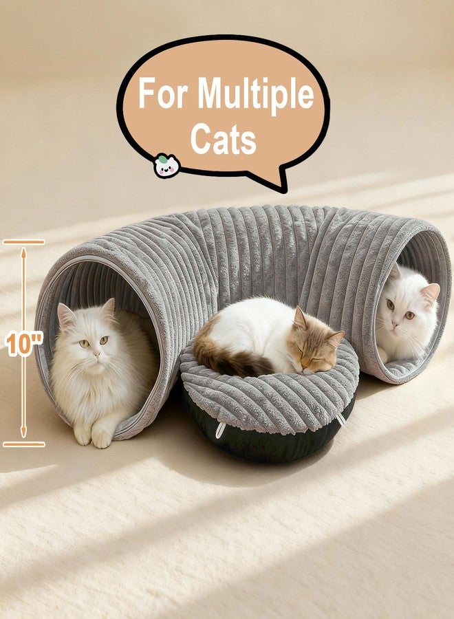 MOYMO Cat Tunnel Bed for Indoor Cats, Peekaboo Cat Cave Bed,Soft Cat Donut Tunnel for Kitten Large Cats, Cat Tunnel Christmas Tree Skirt, Grey - Image 5