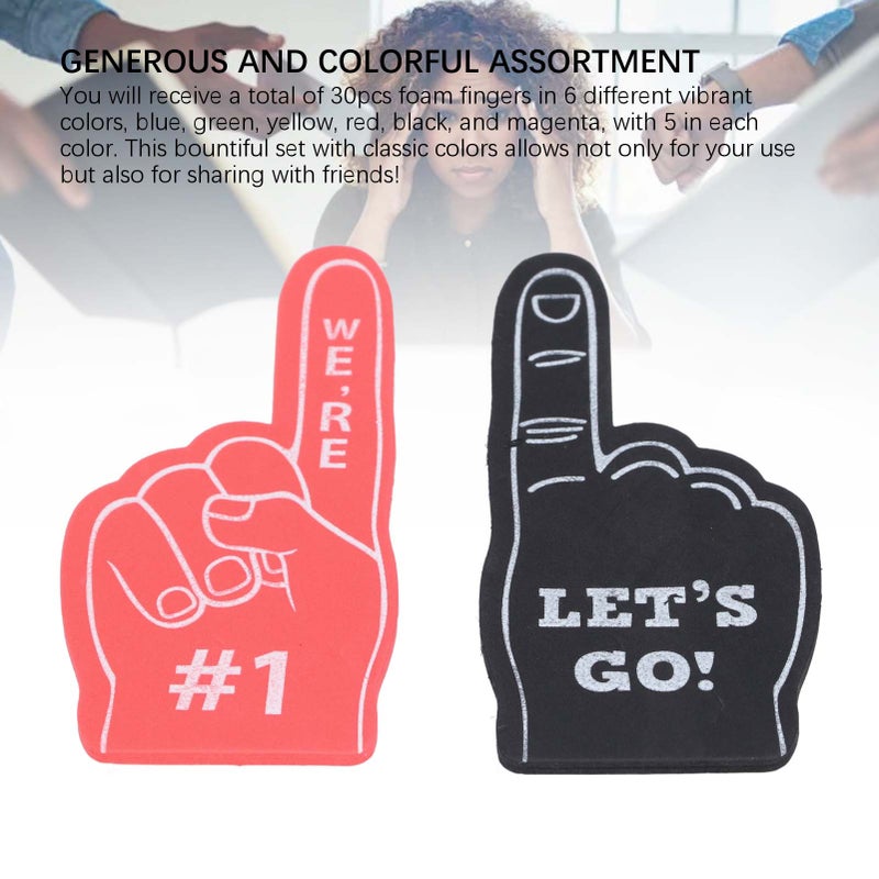 30pcs Foam Finger for All Scenes Exciting Vibrant Colors Birthday Party Supplies Cheerleading Foam Fingers for Sport Events - Image 3