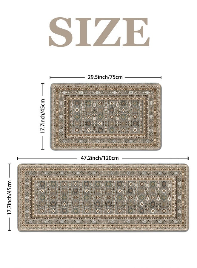 2 PCS Kitchen Floor Mats Rugs Set, Cushion Floor Carpet, Waterproof, Oil Resistant and Anti-Fatigue PU Standing Mat for Kitchen, Floor, Office, Sink, Laundry 45*75CM+45*120CM - Image 5