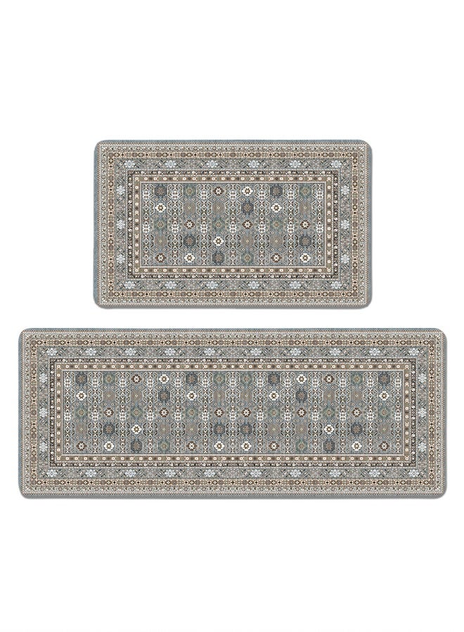 2 PCS Kitchen Floor Mats Rugs Set, Cushion Floor Carpet, Waterproof, Oil Resistant and Anti-Fatigue PU Standing Mat for Kitchen, Floor, Office, Sink, Laundry 45*75CM+45*120CM - Image 1