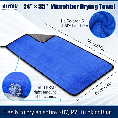 Airlab XL Microfiber Towels for Cars Drying Plush Extra Large Ultra Soft Absorbent Auto Detailing Cleaning Cloth, Lint-Free, Streak-Free, 24'' x 35'' - Pack of 1 - Image 2