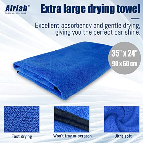 Airlab XL Microfiber Towels for Cars Drying Plush Extra Large Ultra Soft Absorbent Auto Detailing Cleaning Cloth, Lint-Free, Streak-Free, 24'' x 35'' - Pack of 1 - Image 4