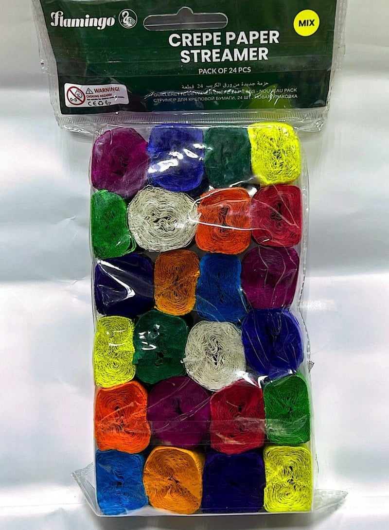 Flamingo 24-Roll Crepe Paper Streamer Multicolor - Image 1