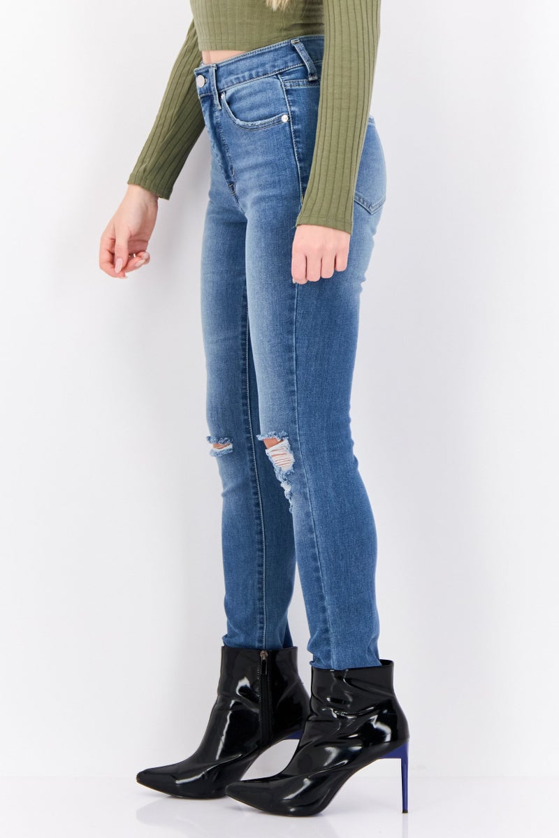 Sam Edelman Women Washed Skinny Fit High Rise Stretchable Jeans, Blue - Image 3