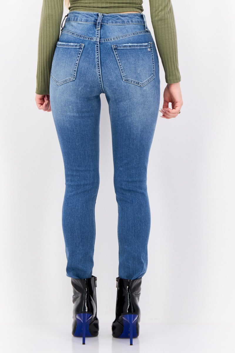 Sam Edelman Women Washed Skinny Fit High Rise Stretchable Jeans, Blue - Image 4