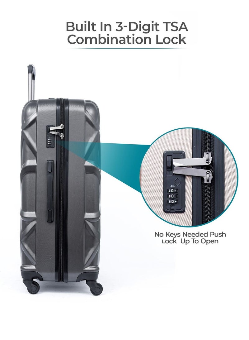 PARAJOHN Medium 24-Inch ABS Lightweight Hardshell Luggage Trolley | carrying 20kg 4-Wheel Spinner Suitcase grey - Image 3