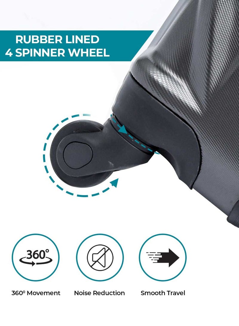 PARAJOHN Medium 24-Inch ABS Lightweight Hardshell Luggage Trolley | carrying 20kg 4-Wheel Spinner Suitcase grey - Image 4