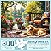 Bits and Pieces ألغاز بتس آند بيس 300 قطعة للبالغين هدوء بجانب الشرفة 300 قطعة كبيرة 18 × 24 ألغاز قطع مفرغة كلب جولدن ريتريفر بحيرة لا يوجد قطعتان متشابهتان - Image 2