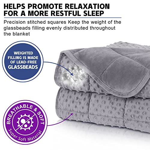 Huloo Sleep Weighted Blanket Twin 12lbs for Adult(48"×72",Gray) Breathable Soft Minky Weighted Throw Blanket for All Season,Heavy Blanket with Premium Glass Beads - Image 3