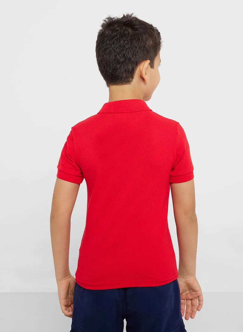 LACOSTE Kids Ribbed Sleeve Polo