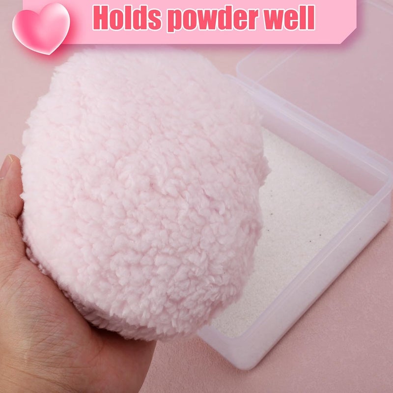 Plush puff oversized, puff talcum powder, puff body powder, pink with storage box - Image 4