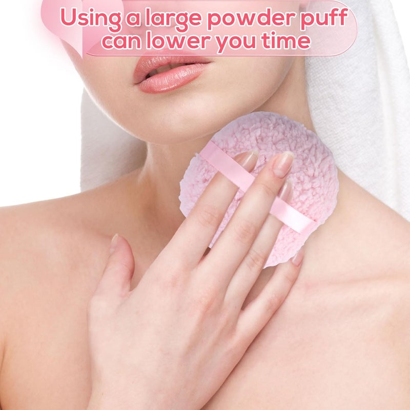 Plush puff oversized, puff talcum powder, puff body powder, pink with storage box - Image 5