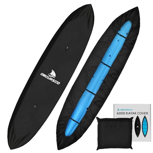 Obcursco 600D Kayak Cover Waterproof 93165FT Thickened UVProof Tear and Fade Resistant Canoe Cover Kayak Covers for Outdoor and Indoor Storage Perfect as Kayak Accessories for SUP Paddle Board - Image 1