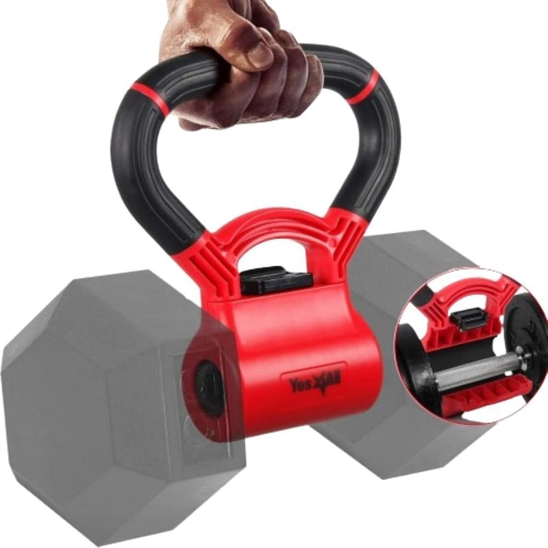 Yes4All Kettle Bell Grip/Weightlifting Kettlebell/Dumbbell Grip Handle - Convert Dumbbells into Kettlebell for Home Gym - Image 1
