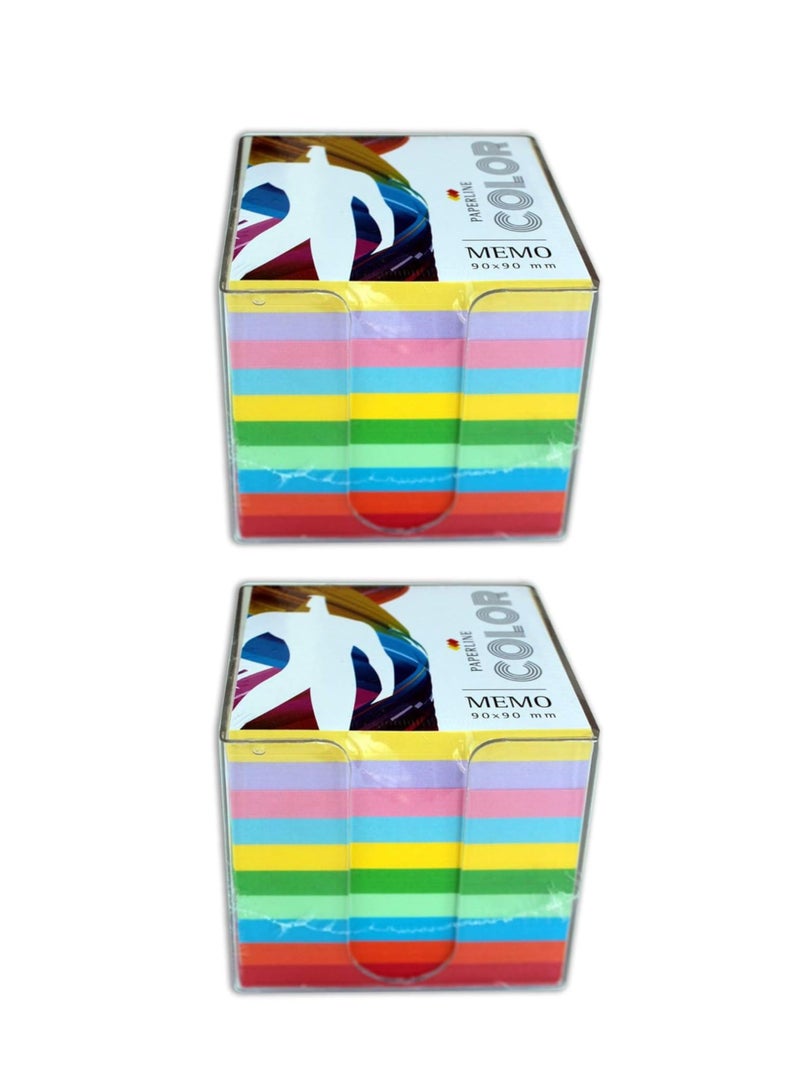 Paperline Cube Memo 90 x 90 mm - 870 sheet without glue plastic case Coloured 2 set