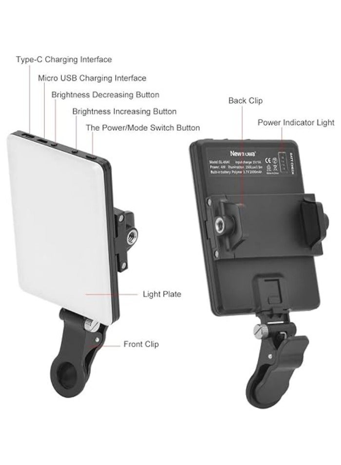 ضوء فيديو قابل للشحن مع 60 LED، مزود بمشبك أمامي وخلفي، 3 أوضاع للإضاءة، مناسب للهواتف، الآيباد، اللابتوب، لاستخدامات التجميل، التيك توك، السيلفي، الفلوج. - Image 3