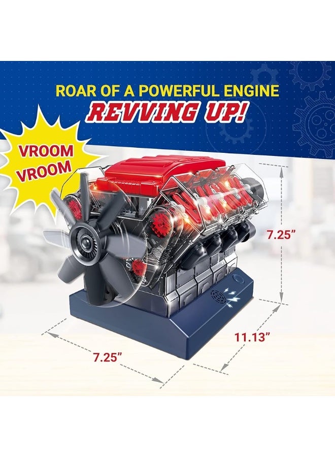 Playz V8 Combustion Engine Model Kit That Runs Build Your Own STEM Mini V8 Model Engine Kit for Adults Kids Age 12 Visible V8 Mini Engine Kit That Works for Adult w 270 STEM Parts - Image 4