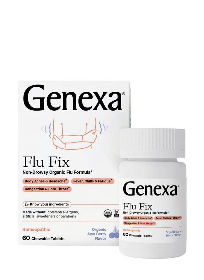 Genexa Flu Fix 180 Tablets (3Pk) Multisymptom Flu Medicine Organic Gluten Free & Nongmo Homeopathic Remedies  - Image 1