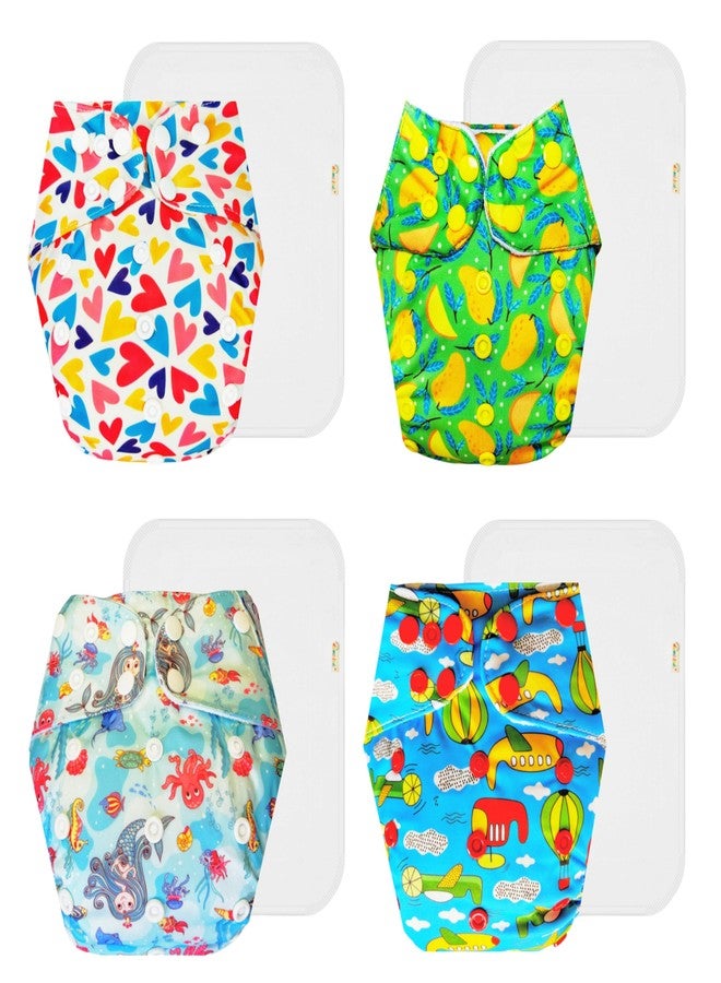 حفاضات دمبلدو القماشية الممتازة مع حشوة قطنية (عبوة من 4) | ناعمة ولطيفة | وسادة ماصة من 6 طبقات | أزرار كبس قابلة للتعديل | موثوق بها من قبل الأمهات | من 3 أشهر إلى 3 سنوات | للجنسين - Image 1