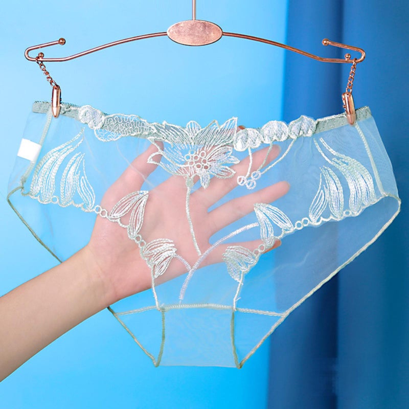 Women's underwear with lace edges, mesh embroidery, lightweight, comfortable, transparent, and breathable. - Image 1
