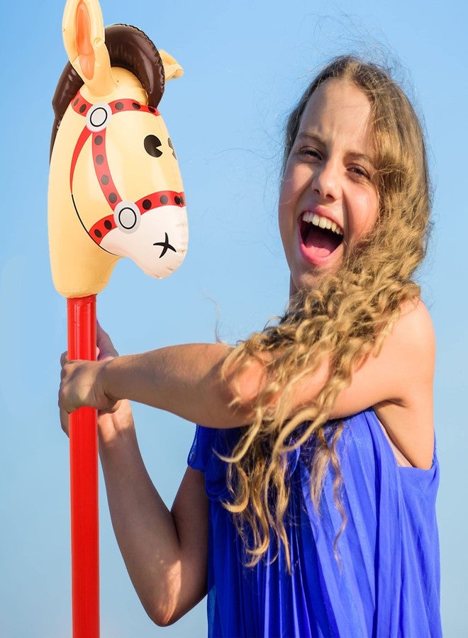 Haconba 30 Pcs Inflatable Horse Stick Blow up Horsehead Stick Inflatable Cowboy Cowgirl Pony Stick Horse Stick Balloons for Birthday Christmas Pool Cowboy Theme Party Decoration (Color set 1) - Image 3