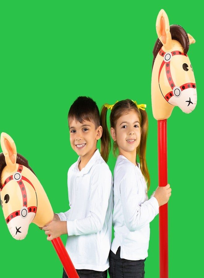 Haconba 30 Pcs Inflatable Horse Stick Blow up Horsehead Stick Inflatable Cowboy Cowgirl Pony Stick Horse Stick Balloons for Birthday Christmas Pool Cowboy Theme Party Decoration (Color set 1) - Image 4