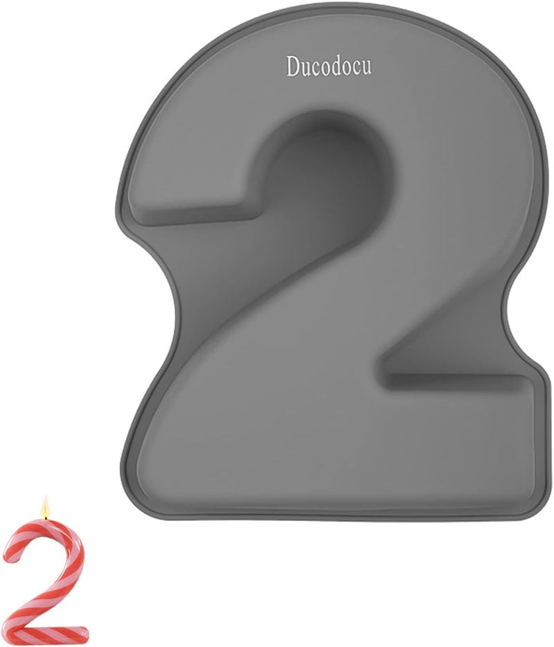 Ducodocu Silicone Cake Pans 3D Large Number Cake Mould Novelty Cake Tins DIY Baking Mold for Birthday Wedding Anniversary 10 inch Number of 2 - Image 1