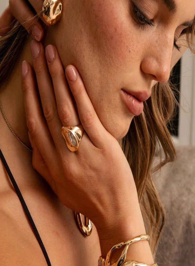 Ettika Liquid Crystal Statement Ring, Gold Rings, Womens 18k Gold Plated Ring. Chunky Golden Ring, Gifts For Women. Size 7 - Image 4