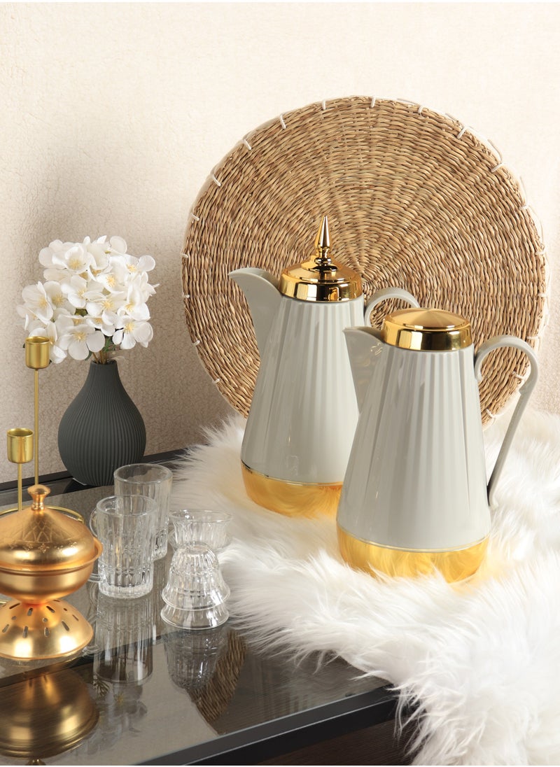 HOMEVEO Luxury tea and coffee thermos set - elegant design with golden touches - high-quality thermal insulation that maintains heat for long periods - 1 liter capacity 