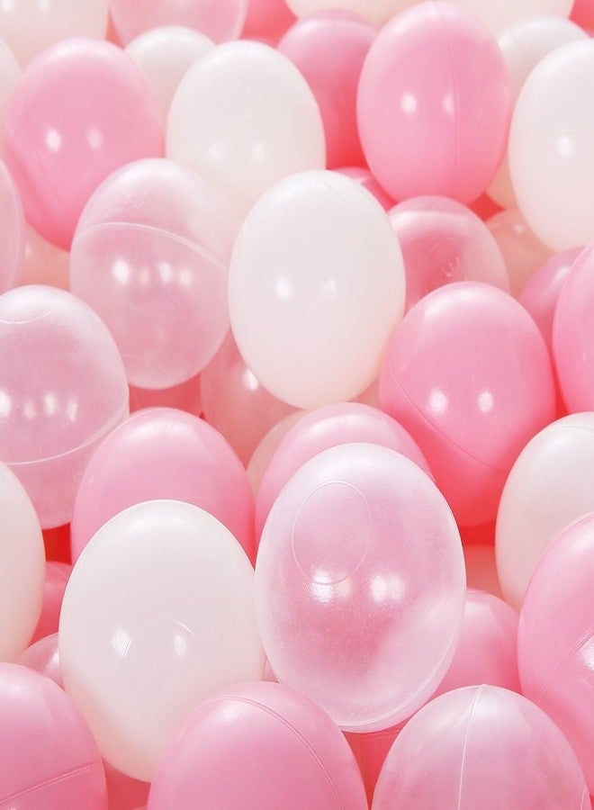 PlayMaty 100 Pieces Colorful Pit Balls Phthalate Free BPA Free Plastic Ocean Balls Crush Proof Stress Balls for Kids Playhouse Ball Pit Pool Accessories 2.1 Inches (100 Balls-Pink) - Image 2