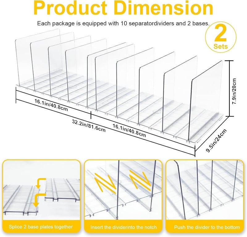 Horoof Home 2-Pack Acrylic Purse Organizer - Transparent Handbag Storage Rack with 10 Adjustable Dividers - Image 2