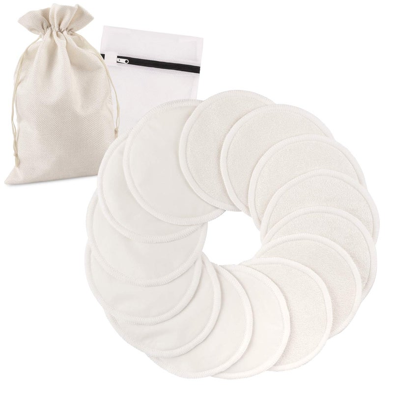 Phogary 14PCS Washable Nursing Pads, Reusable Organic Bamboo Breast Pads with Laundry Bag and Storage Bag - Soft, Absorbent, Hypoallergenic, Eco Pads for Breastfeeding - Image 1