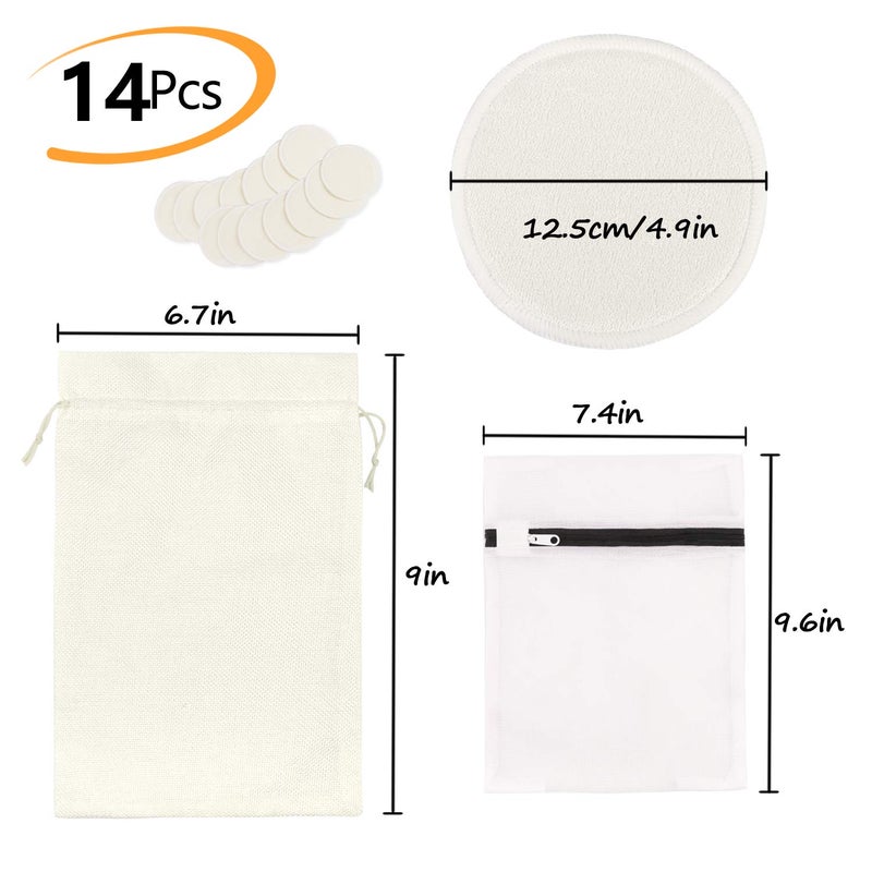 Phogary 14PCS Washable Nursing Pads, Reusable Organic Bamboo Breast Pads with Laundry Bag and Storage Bag - Soft, Absorbent, Hypoallergenic, Eco Pads for Breastfeeding - Image 2