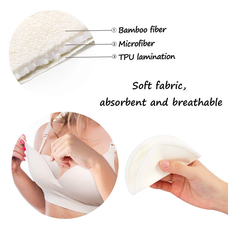 Phogary 14PCS Washable Nursing Pads, Reusable Organic Bamboo Breast Pads with Laundry Bag and Storage Bag - Soft, Absorbent, Hypoallergenic, Eco Pads for Breastfeeding - Image 3