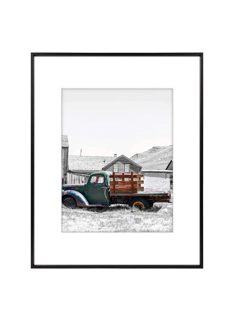 Golden State Art Golden State Art 16x20 Black Picture Frame Displays Photo 11x14 with Mat or 16 x 20 Without Mat for Wall Mounting Classic Satin Aluminum Frames with Real Glass Pack of 1 