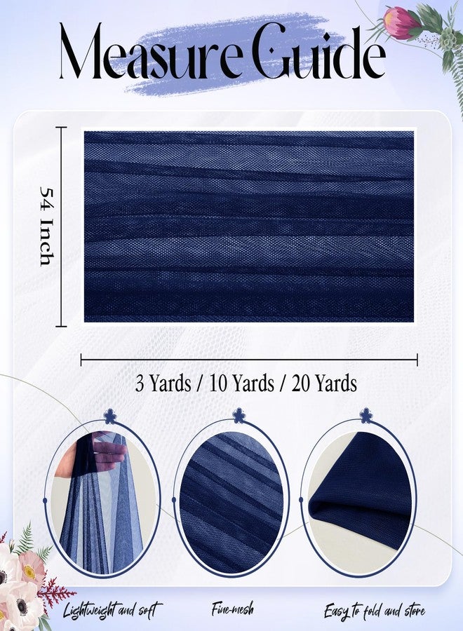 SiinvdaBZX Navy Blue Tulle Fabric Roll, 54 Inch x 3 Yards Soft Drape Tulle Netting Fabric for DIY Craft Tutu Skirt Bridal Veil Wedding Party Table Skirt Ceiling Decor - Image 3
