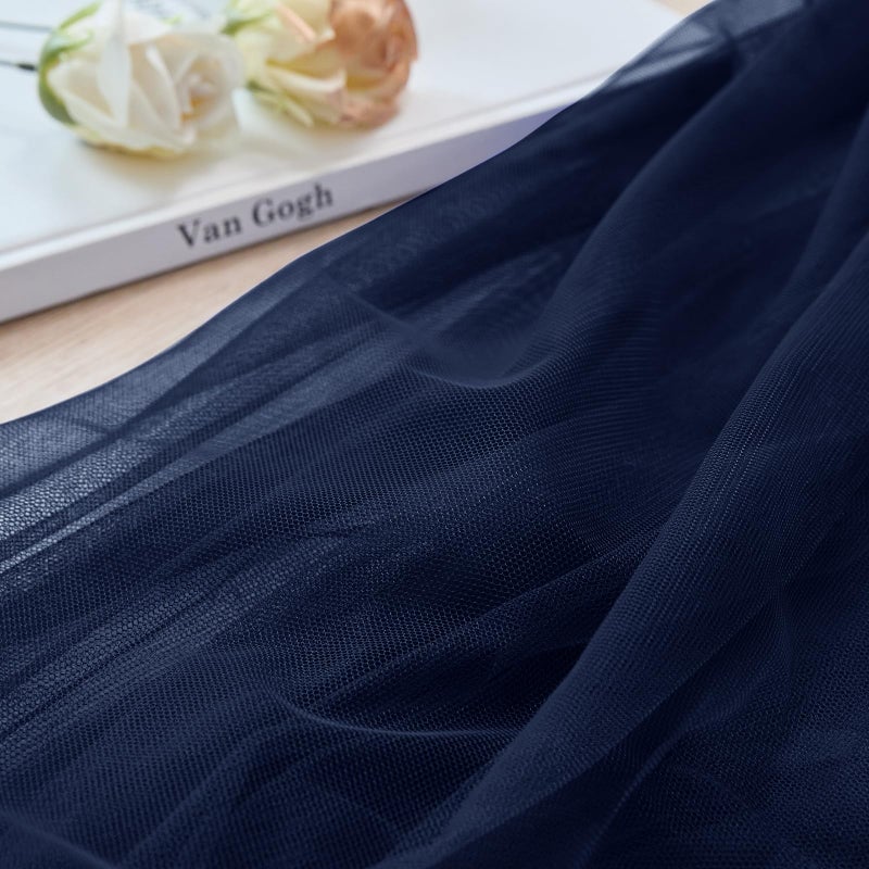 SiinvdaBZX Navy Blue Tulle Fabric Roll, 54 Inch x 3 Yards Soft Drape Tulle Netting Fabric for DIY Craft Tutu Skirt Bridal Veil Wedding Party Table Skirt Ceiling Decor - Image 1