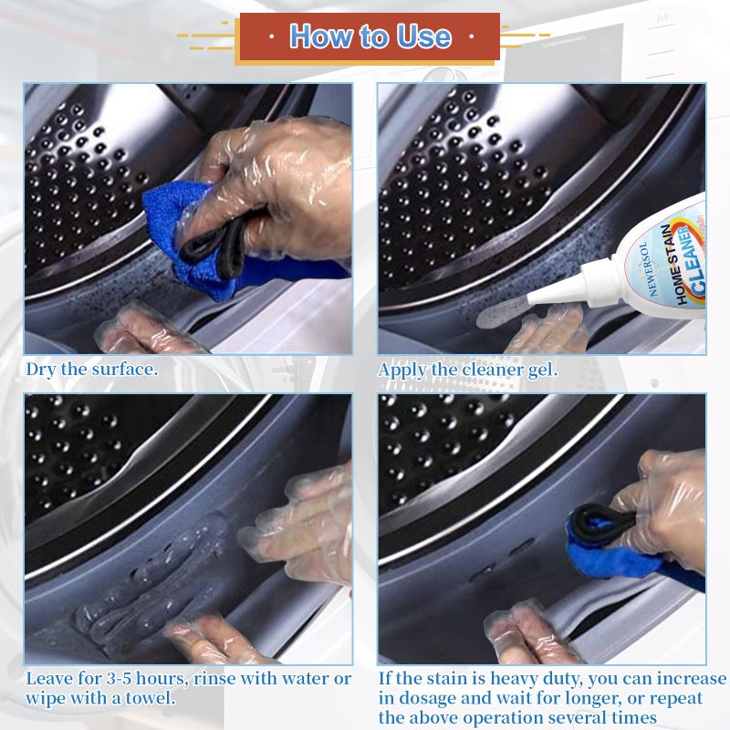 Black Stain Remover Gel Washing Machine Cleaner Front Loader Grout Cleaner Home Stain Removal Gel for Washer Kitchen Sink Showers Bathroom and Floor Tile 8Fl Oz - Image 5