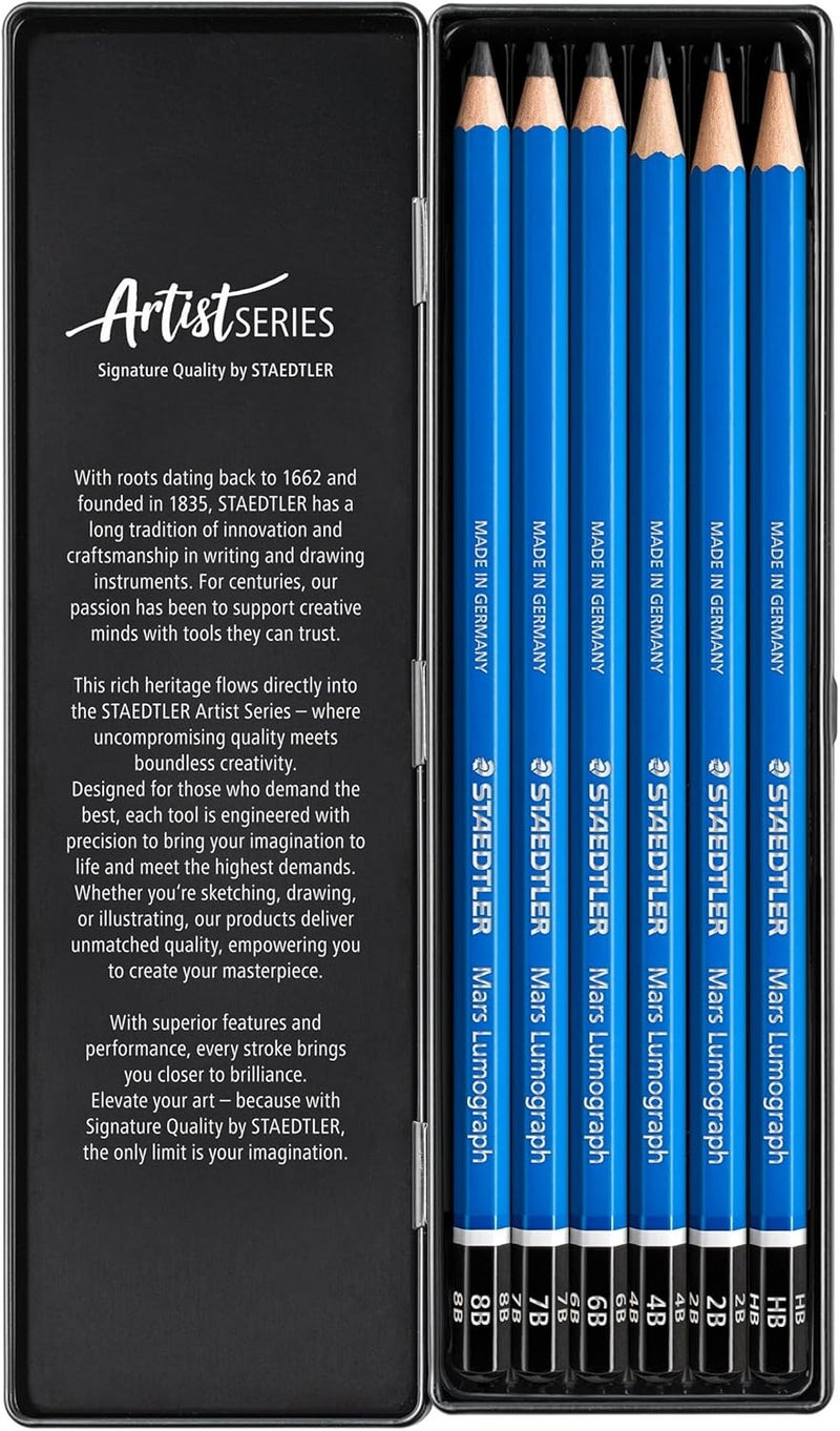 Staedtler 6 Mars Lumograph Sketching and Drawing Pencils - Image 2