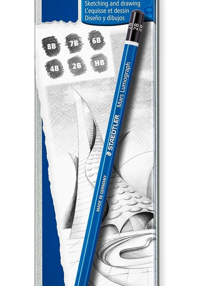 Staedtler 6 Mars Lumograph Sketching and Drawing Pencils - Image 1