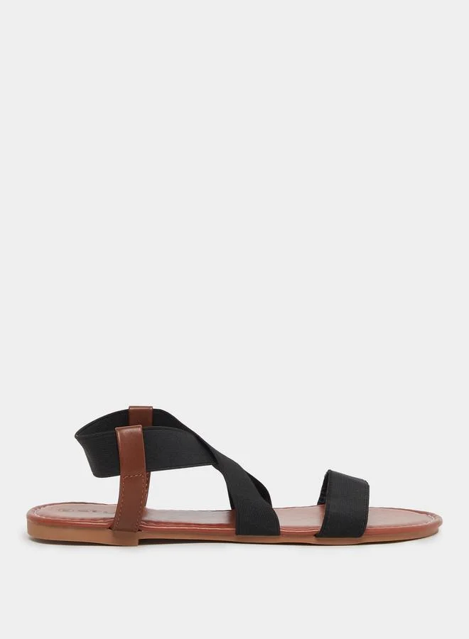 ستايلي Styli Elasticated Ankle Strap Flat Sandals