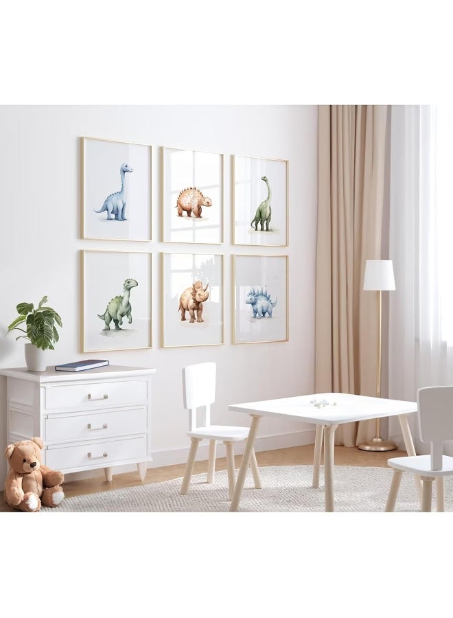 Youillne Dinosaur Watercolor Wall Art Decor Dino Boys Room Canvas Wall Art Nursery Kids Prints Toddler Dinosaur Poster Kids Artwork Nursery Pictures for Boys Room 8x10 Inch Unframed Set of 6 - Image 5