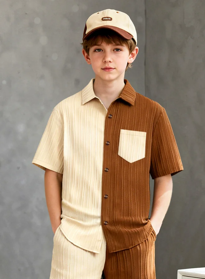Take Two  Boys Color Block Shirt And Shorts Set for Men | Best Price UAE