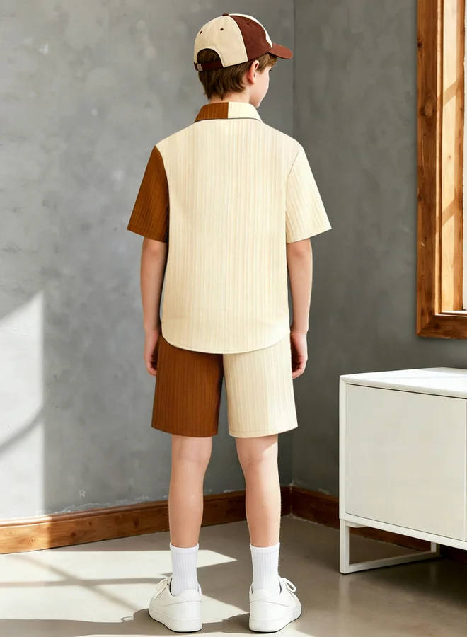 Take Two Boys Color Block Shirt and Shorts Set