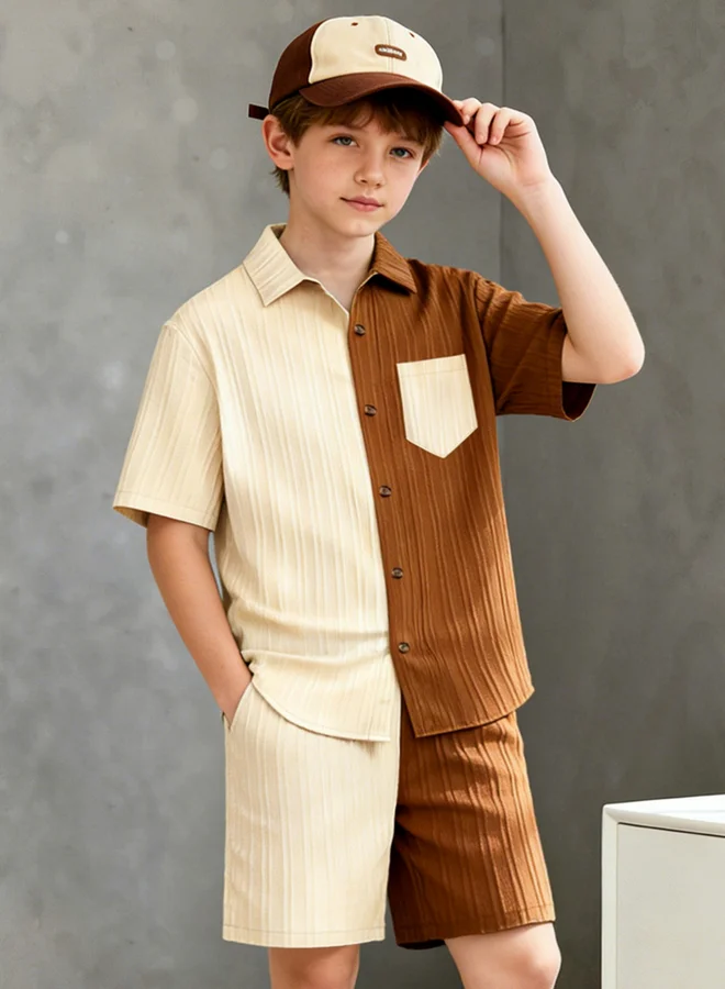 Take Two  Boys Color Block Shirt And Shorts Set for Men | Best Price UAE