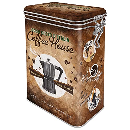 Nostalgic Art NostalgicArt Retro coffee tin box 44 oz Coffee House Gift idea for coffee fans metal clip top can vintage design - Image 1